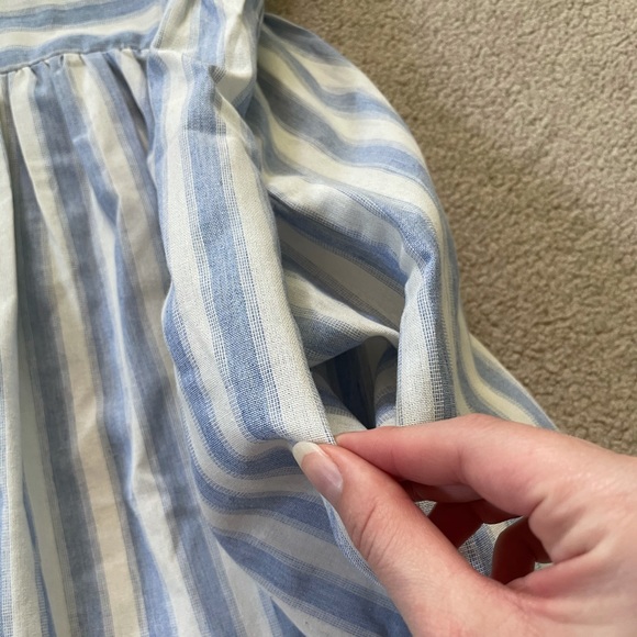 Sky Blue Striped Woven Dress With Pockets - Picture 4 of 7